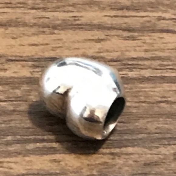 Pandora Sterling Silver Plain Shiny Puffy Heart Retired Bead Charm - Picture 3 of 6